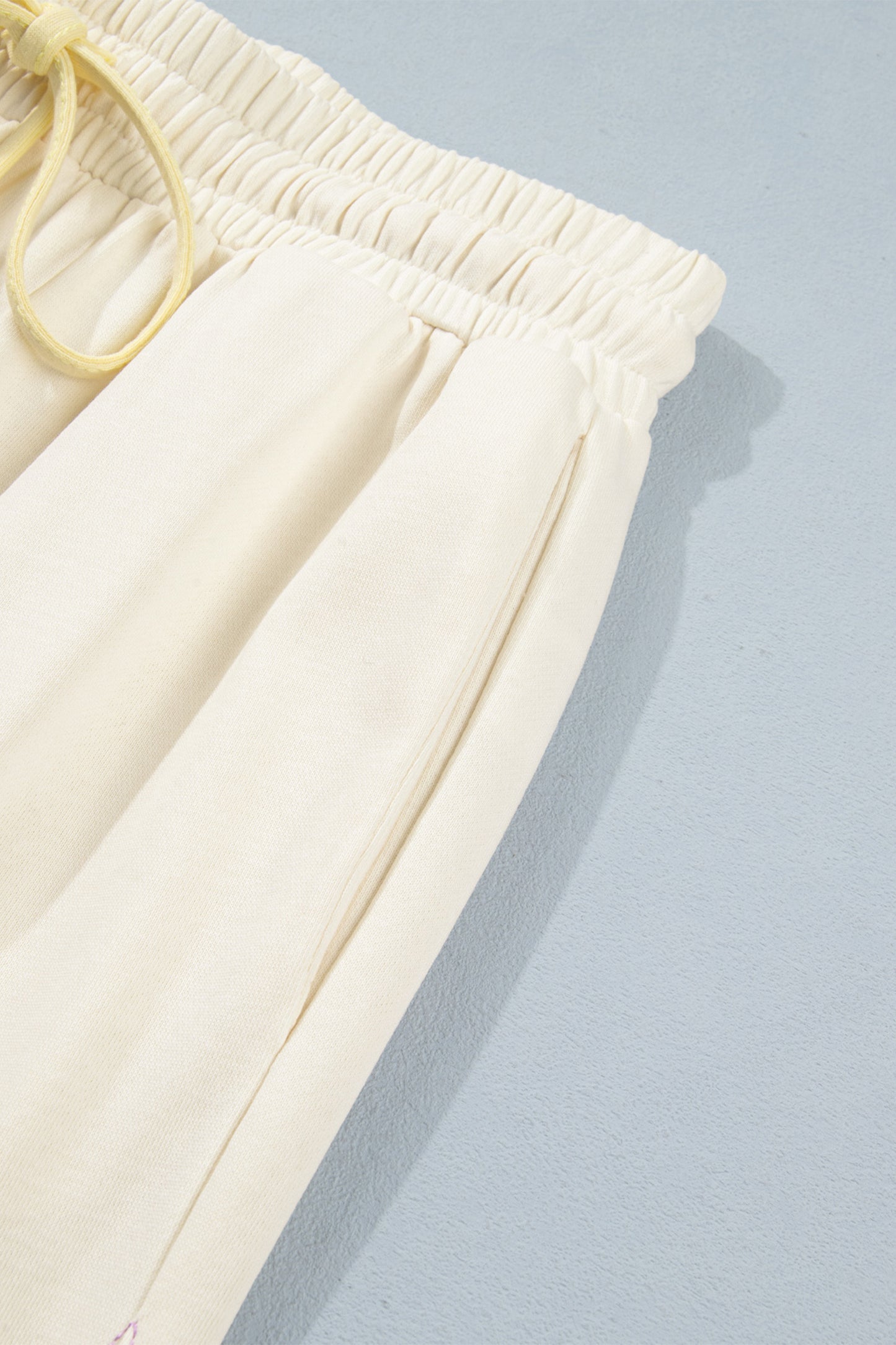 White Summer Color-Blocked Star Patchwork Pants