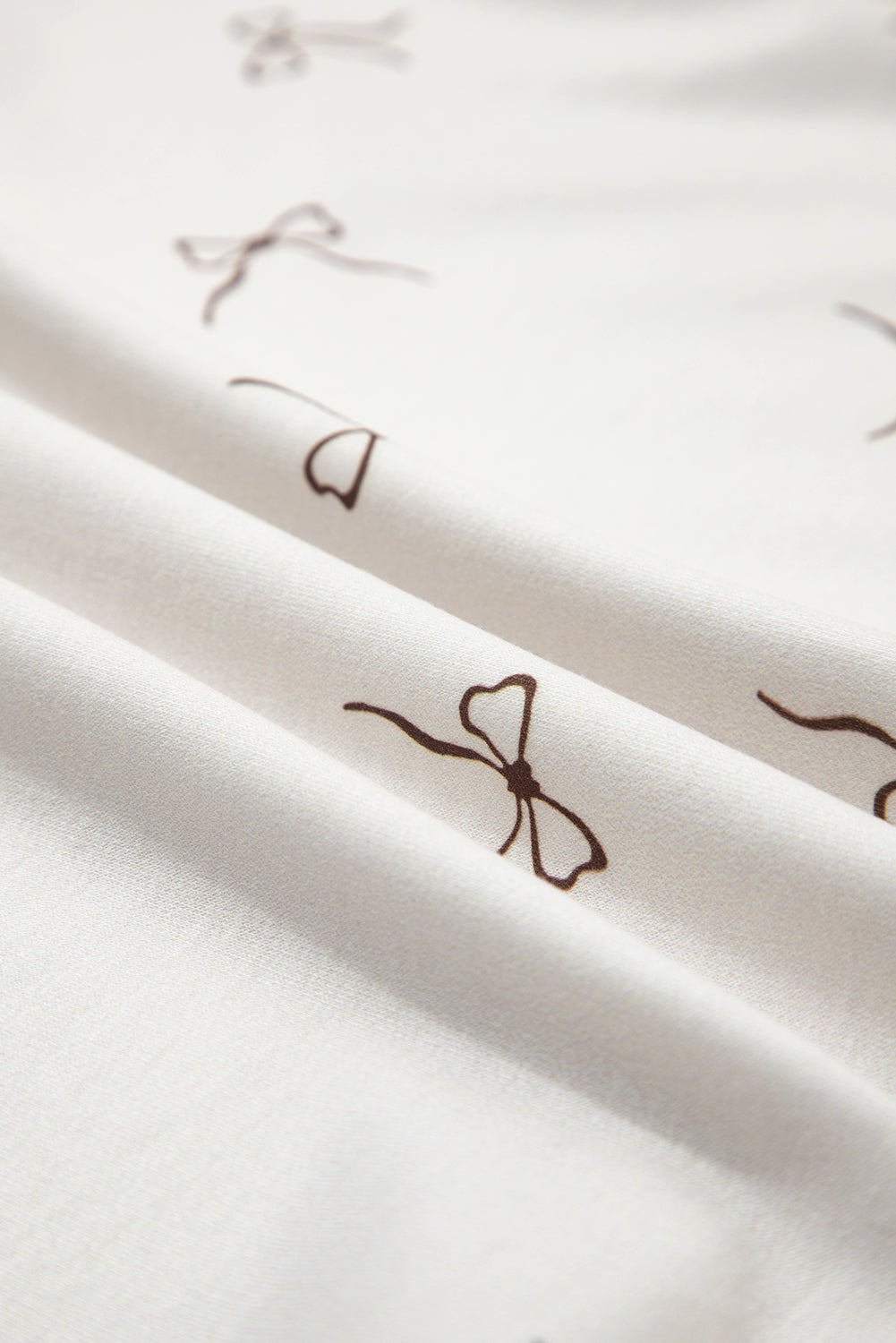 Beige Bow Print Half Zip Tank and Shorts 2pcs Set