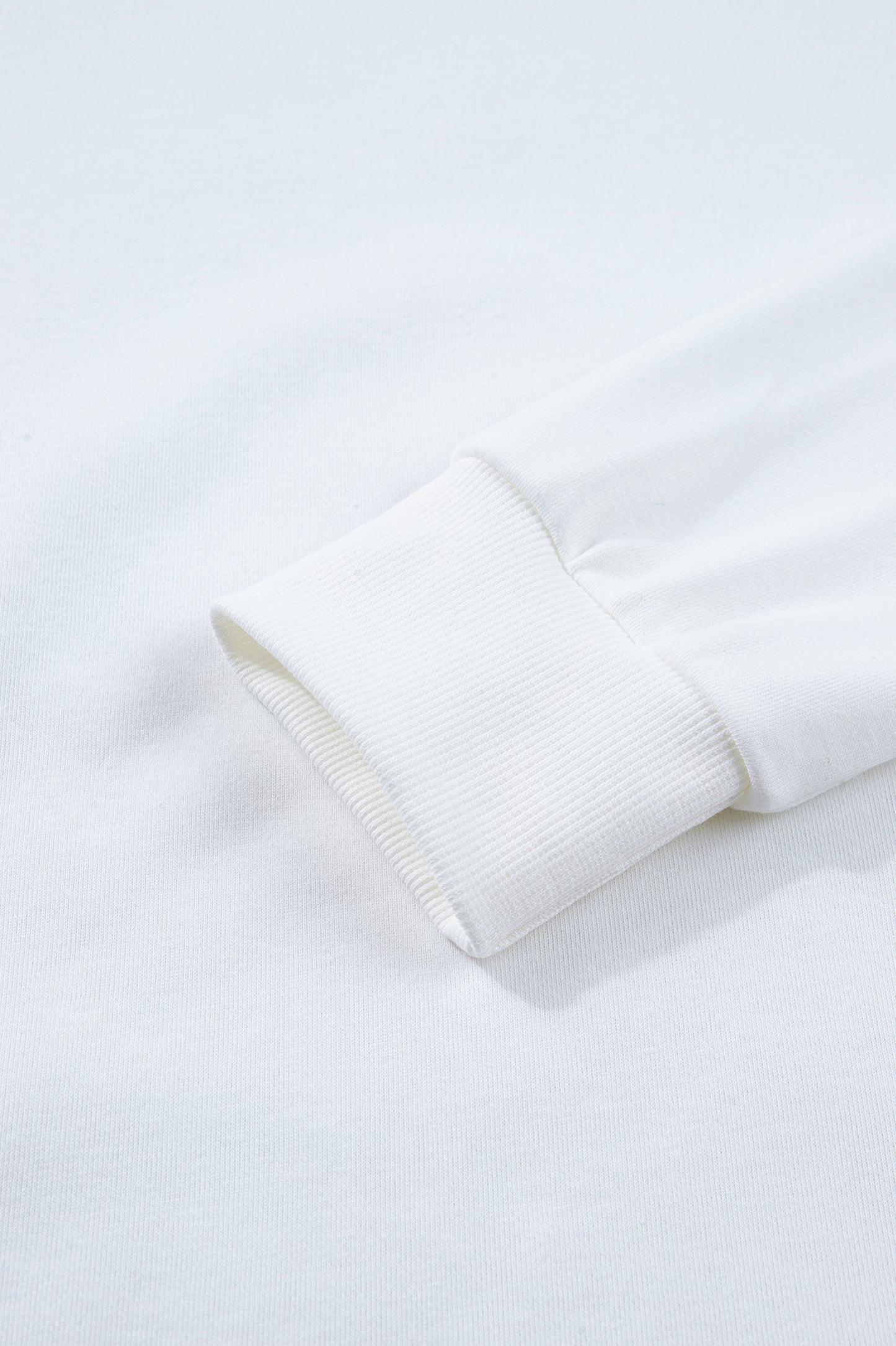 White Solid Color Dropped Shoulder Long Sleeve Top