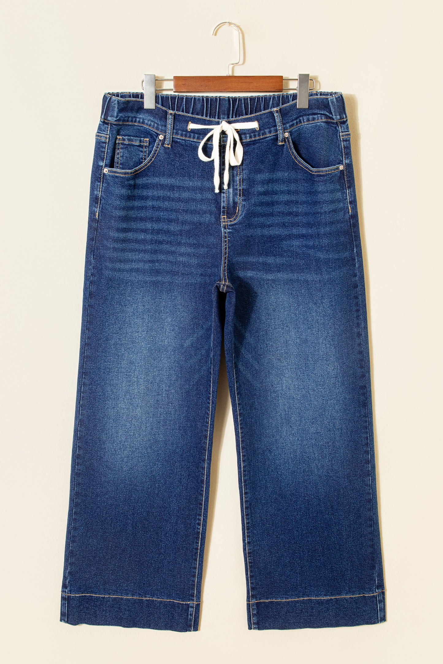 Blue Acid Wash Contrast Lace-up Plus Size Jeans