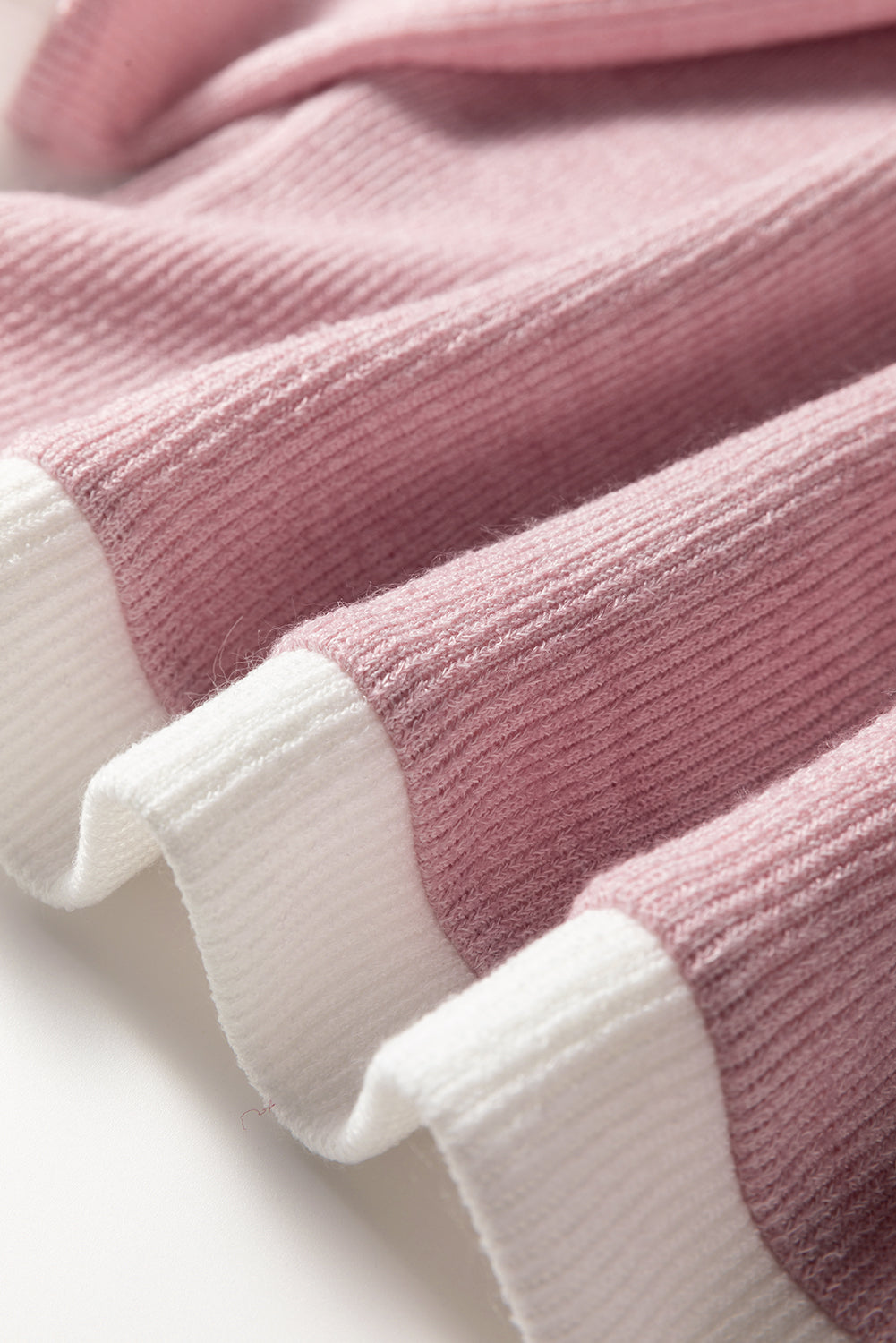 Beige Contrast Color Trim Knit Drop Shoulder Loose Top