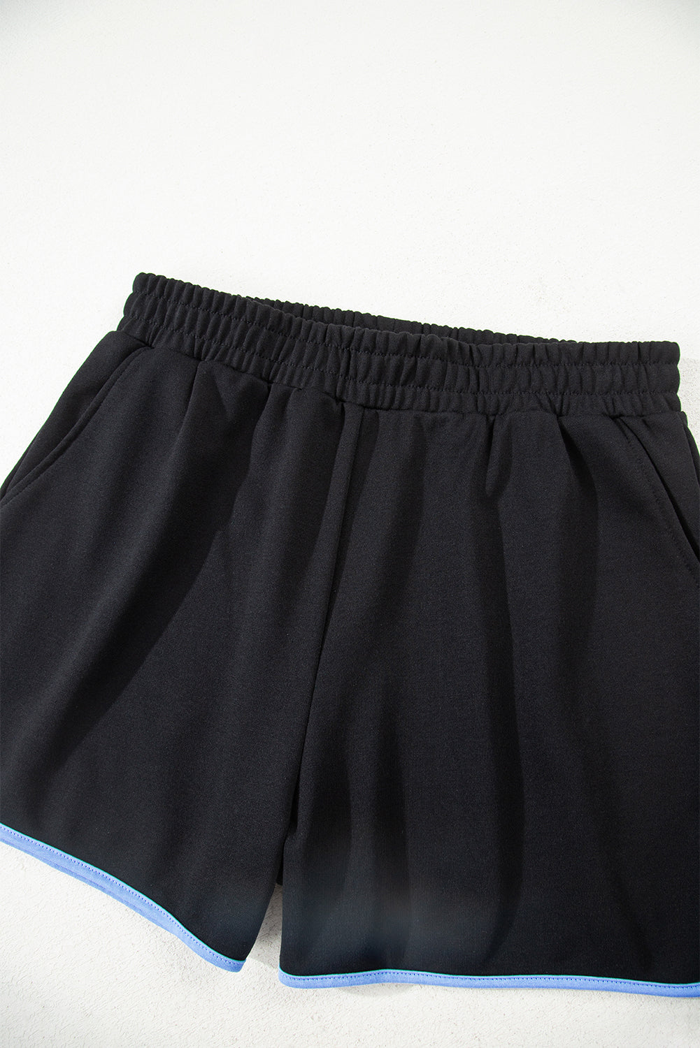 Yellow Color Block Patchwork Half Button Pullover and Shorts 2pcs Outfit