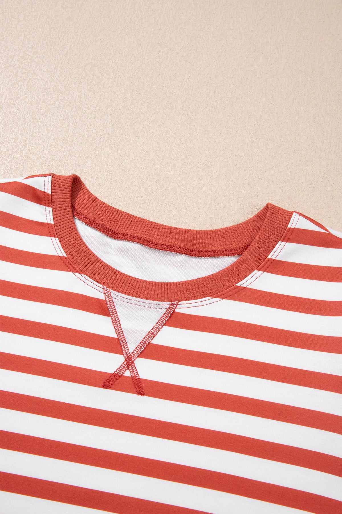 Khaki Stripe Short Bubble Sleeve T Shirt