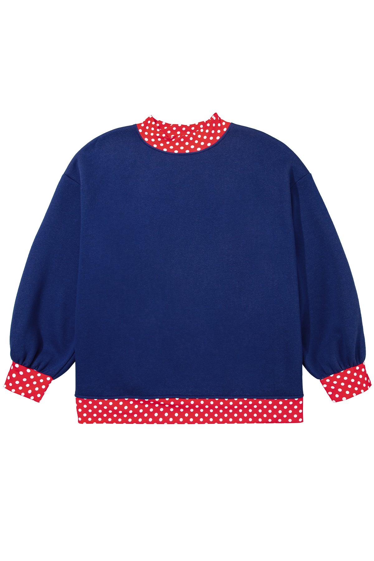 Red Polka Dot Patchwork Round Neck Plus Size Sweatshirt