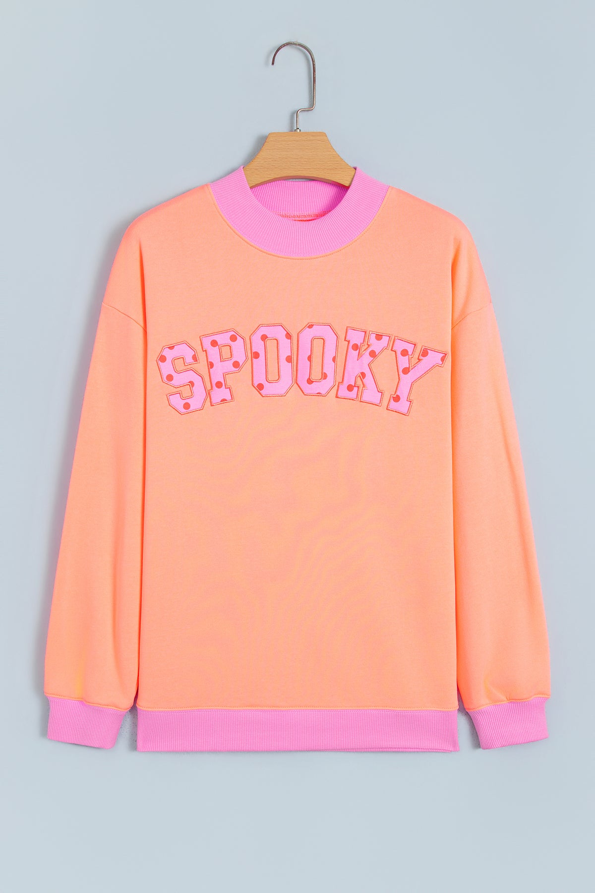 Coffee Polka Dot Letter Graphic Colorblock Tunic Sweatshirt