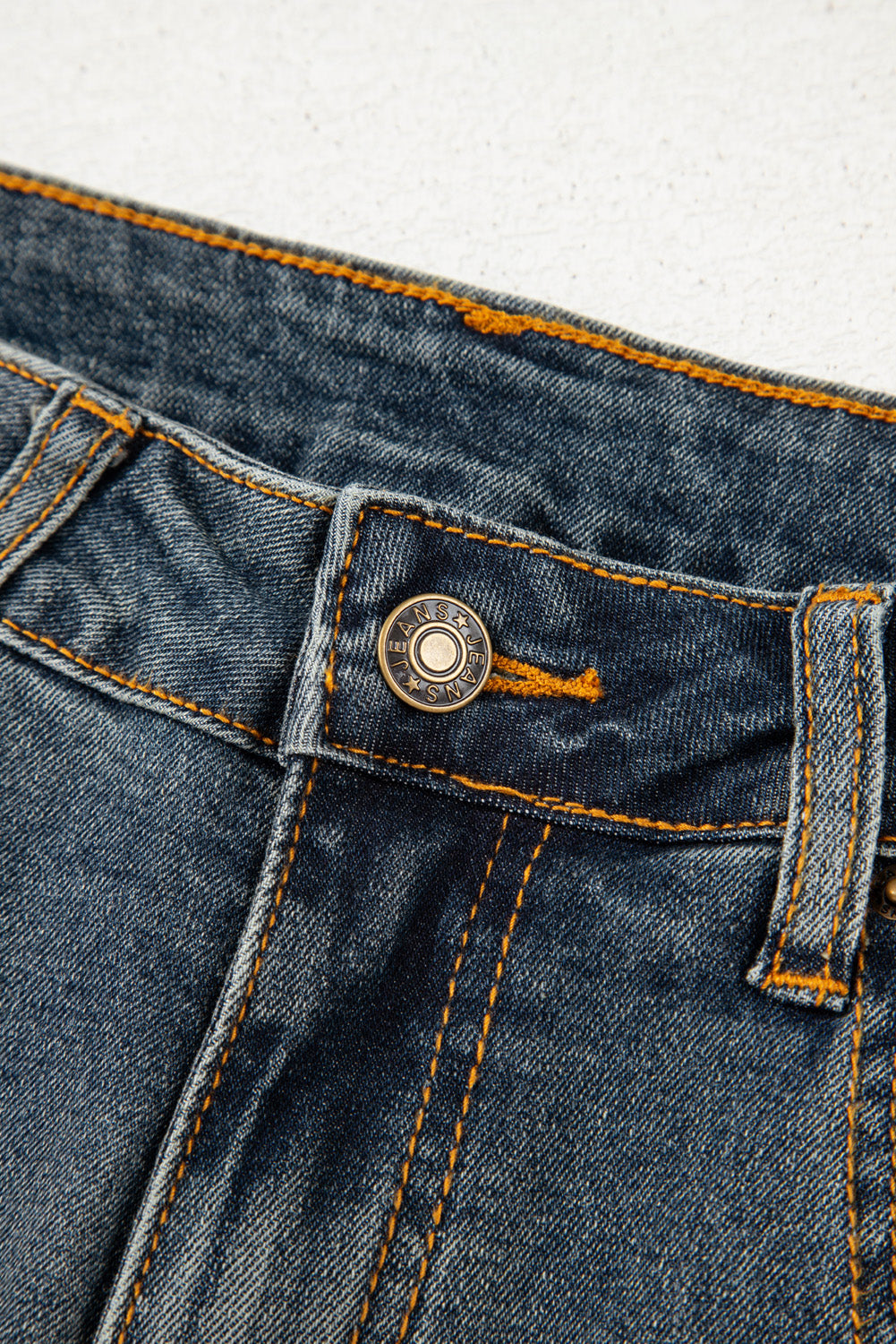 Sail Blue Exposed Stitching Loose Straight High Waist Jeans