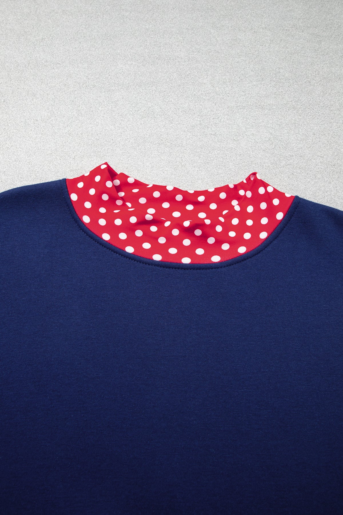 Red Polka Dot Patchwork Round Neck Plus Size Sweatshirt