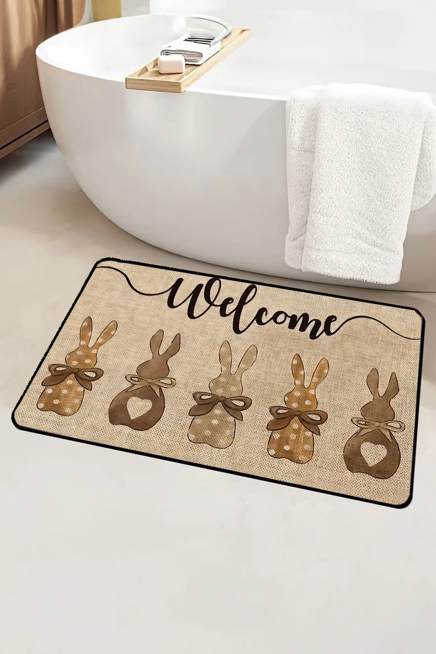 shop similar  Light French Beige Easter Themed Rabbit Welcome Doormat