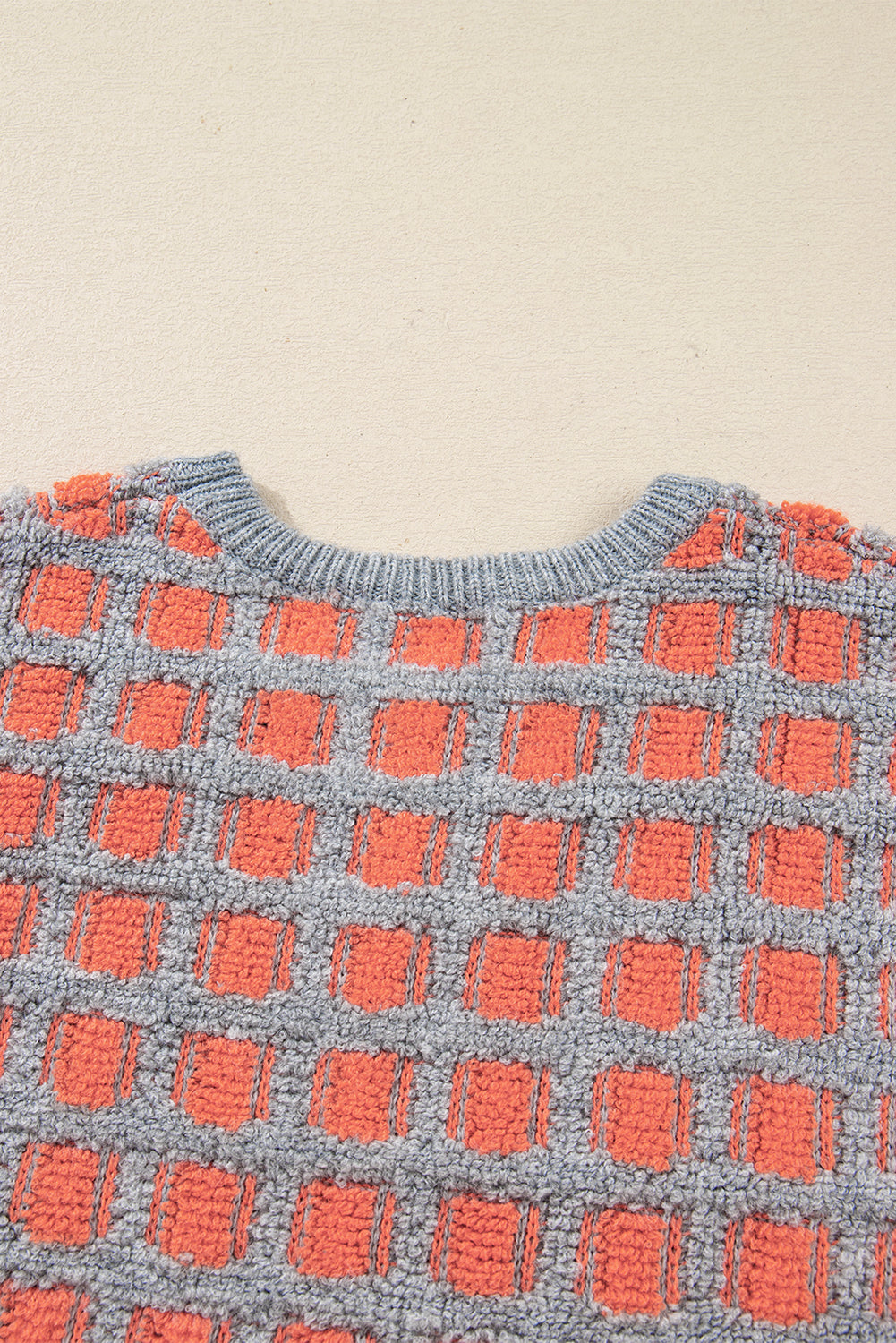 Pink Checkered Oversized Side Slit Sweater