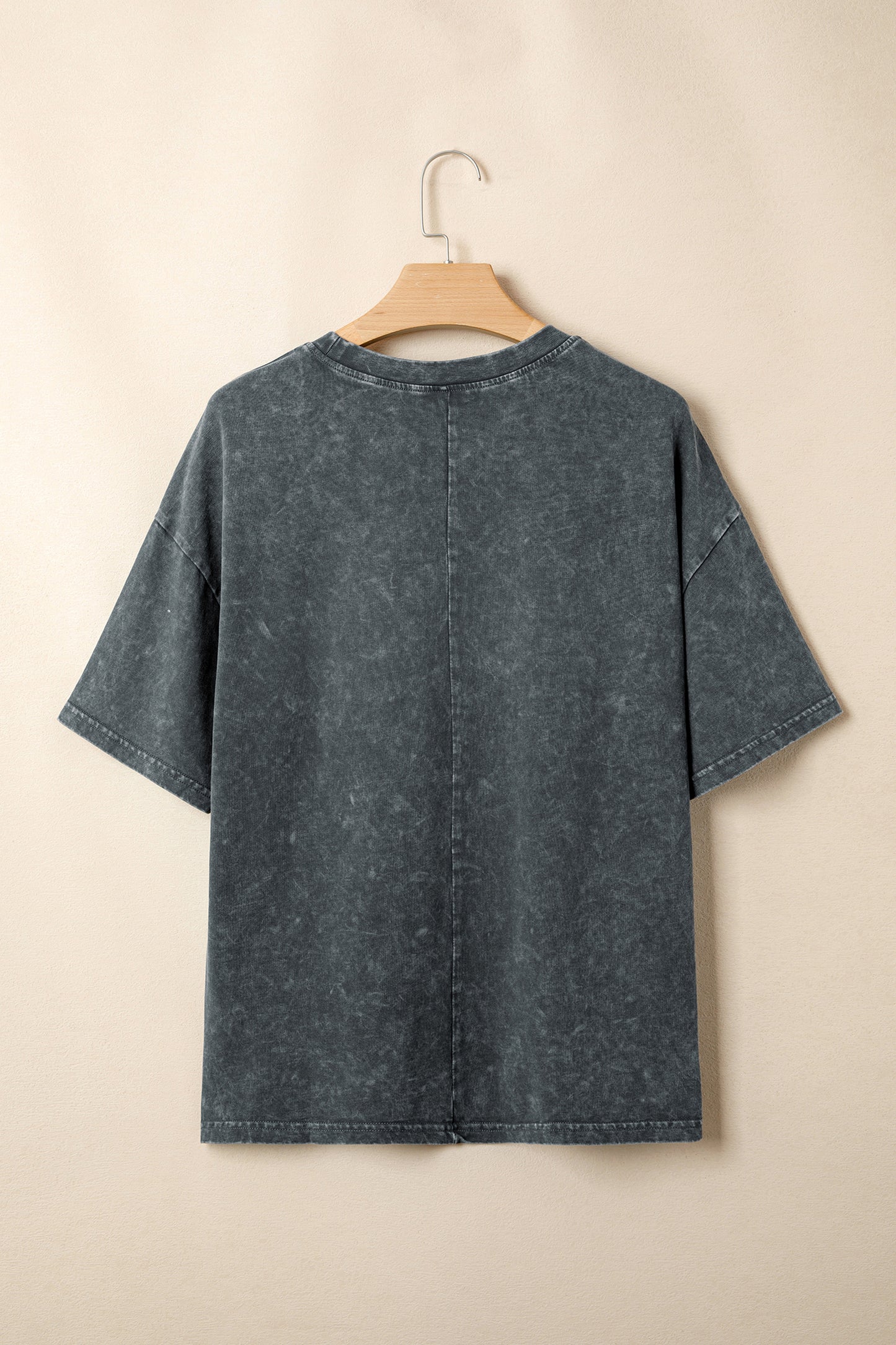 Solid Cotton Tee Vintage Washed Oversized Casual Top