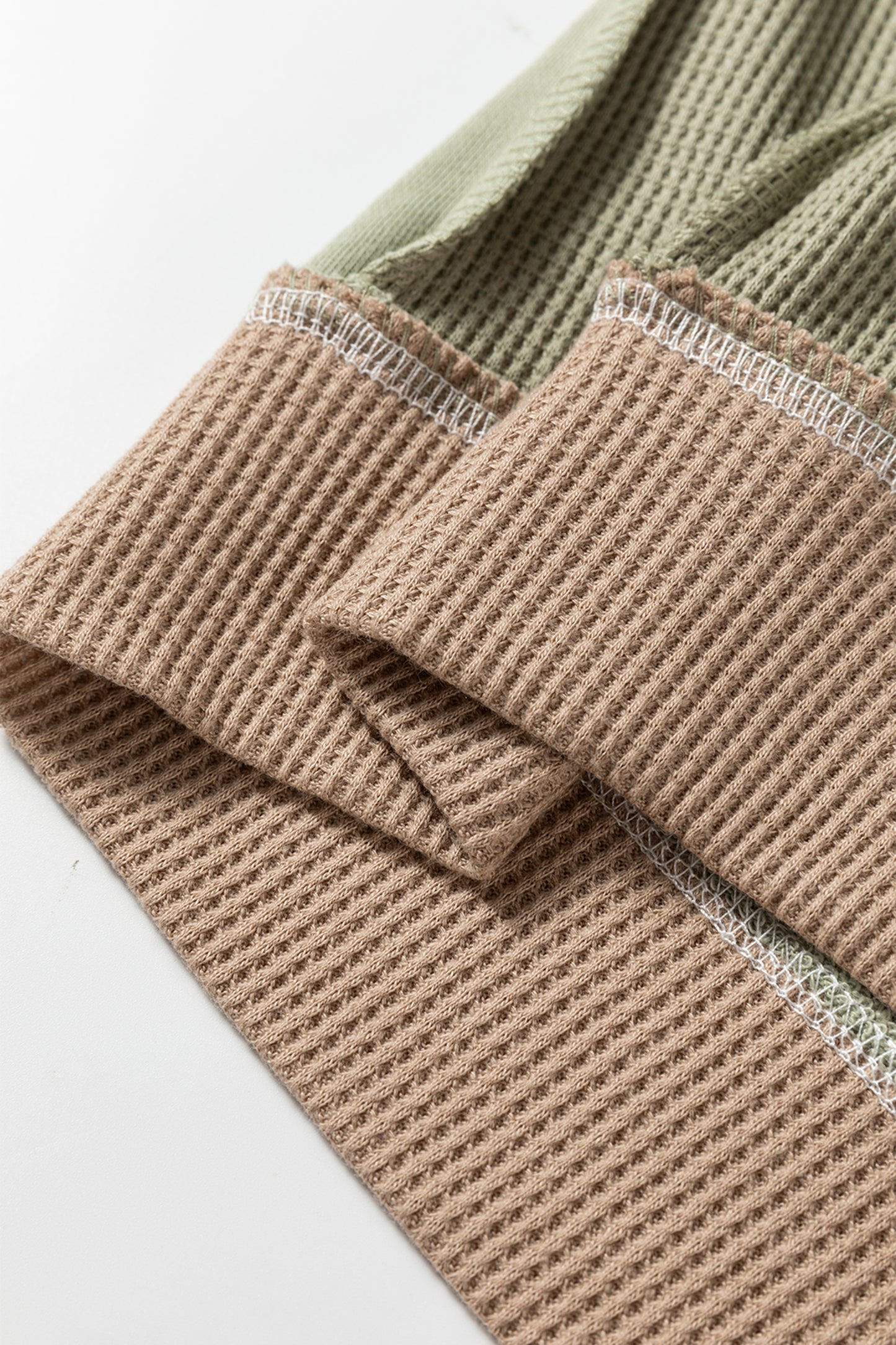 Color Block Mix Texture Waffle Patchwork Oversize Sweatshirt