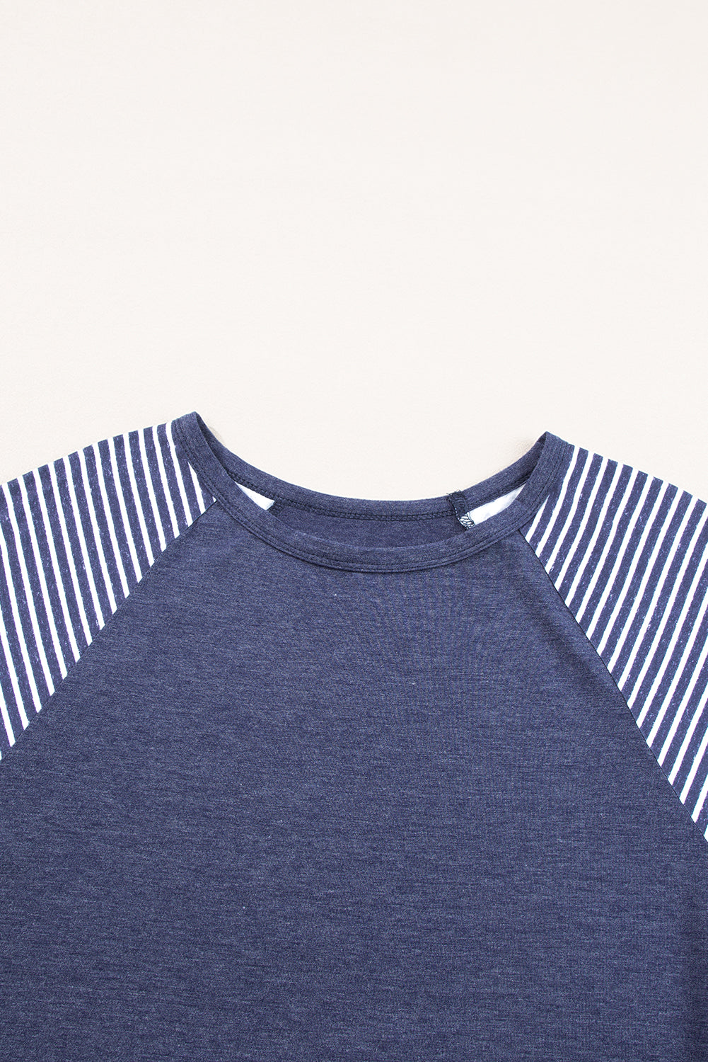 Tillandsia Purple Contrast Print Striped Raglan Long Sleeve Loose Top