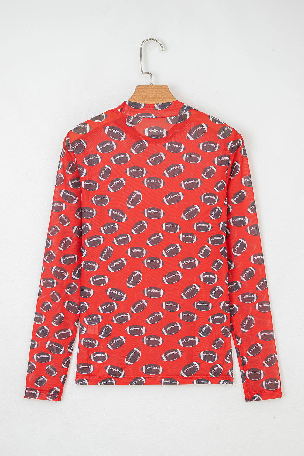 Black Game Day Rugby Mesh Sheer Long Sleeve Top