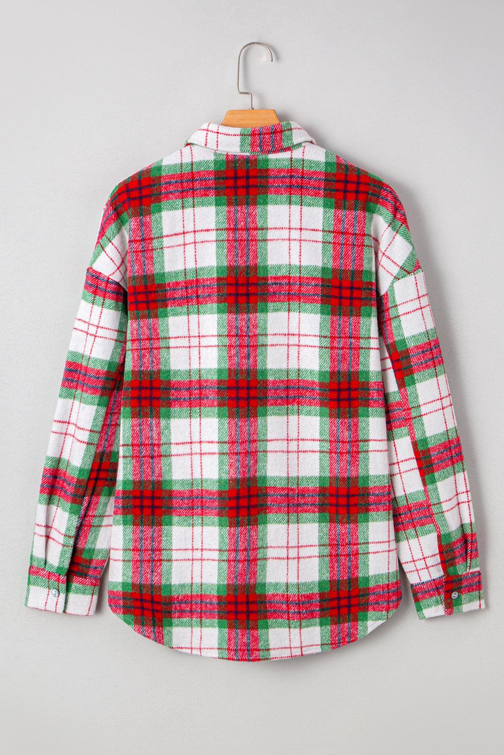 Red Christmas Plaid Casual Flannel Shacket