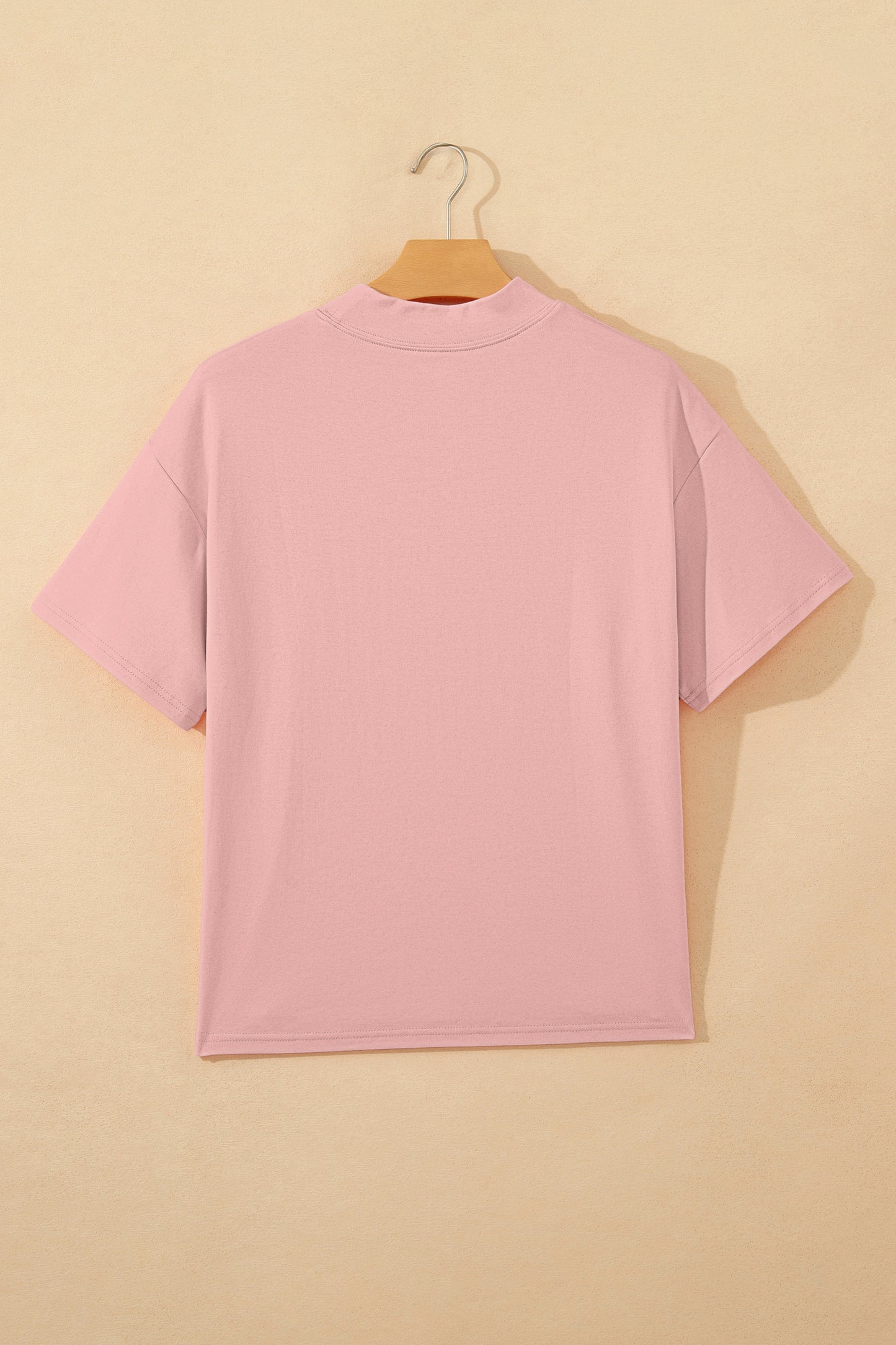 Solid Cotton Tee High Neck Oversized Casual Top