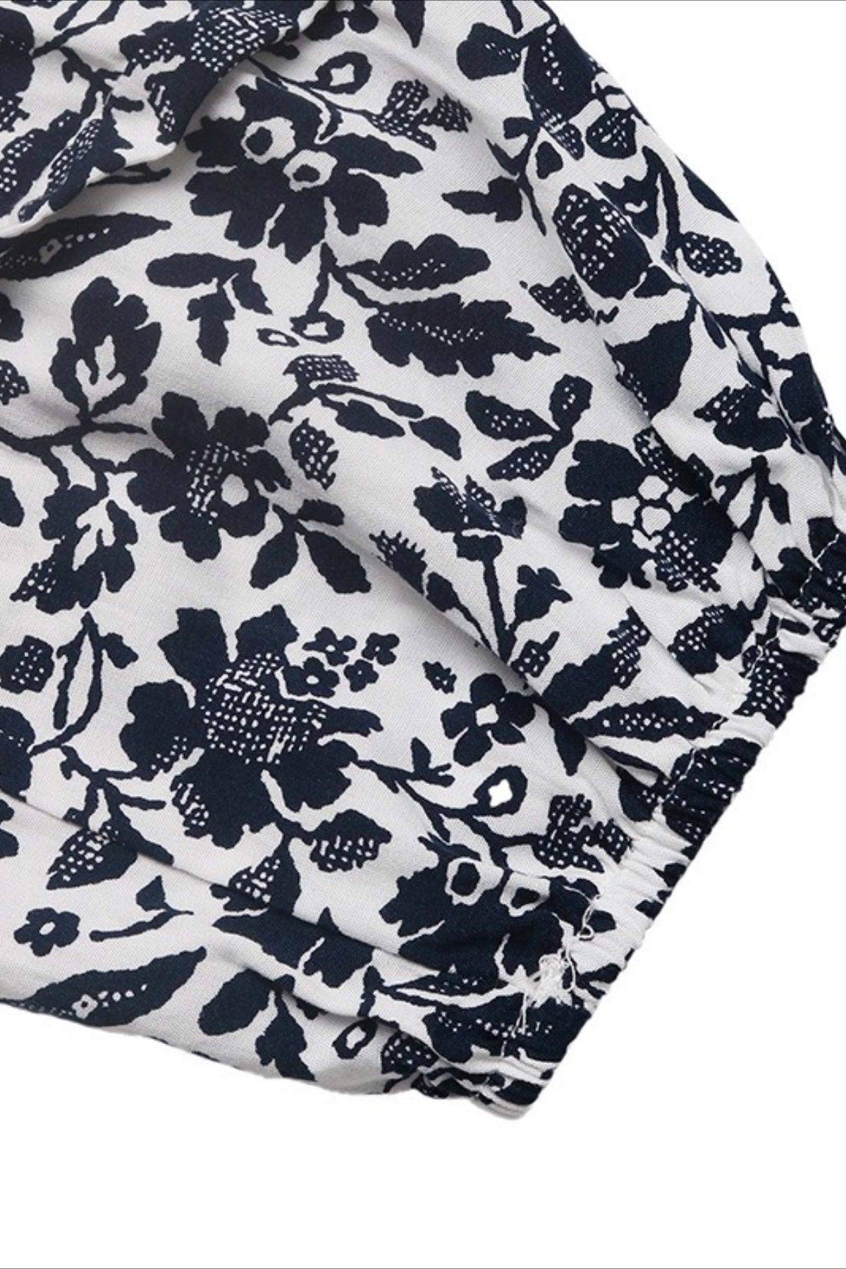 Women's Floral Tie Neck Balloon Sleeve Blouse