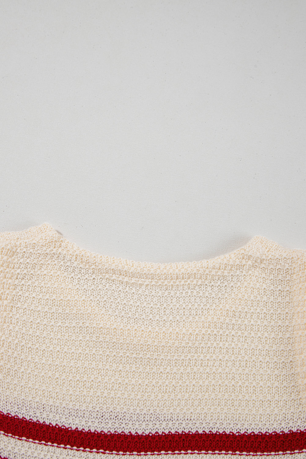 Red Stripe Textured Knit Ribbed Hem Sweater Tank Top