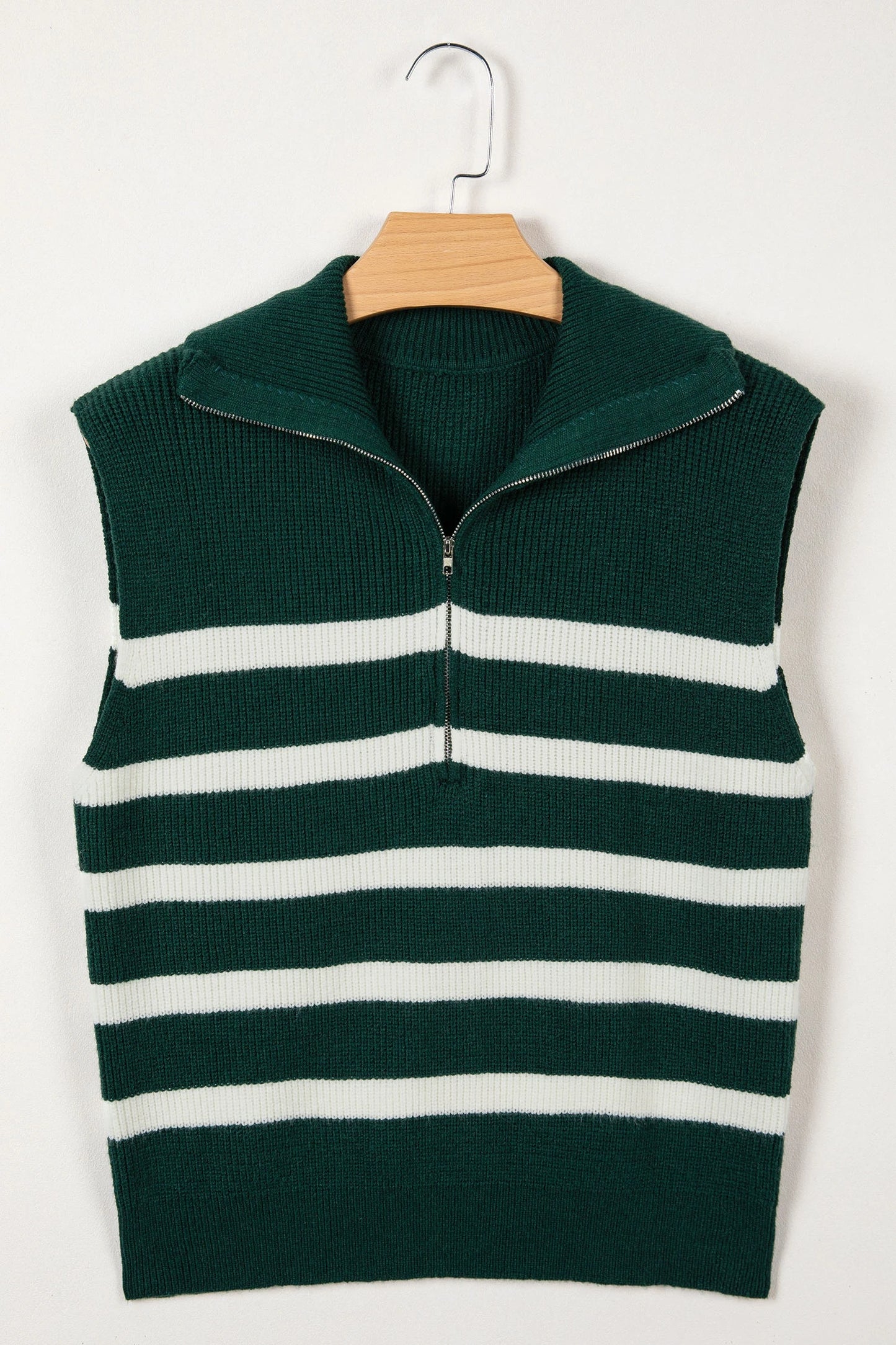 Chicory Coffee Ribbed Half Zip Collared Sweater Vest