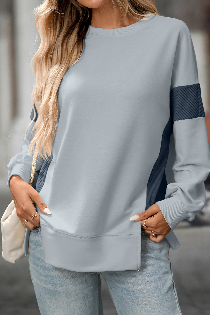 Colorblock Crewneck Long Sleeve Pullover Sweatshirt Women