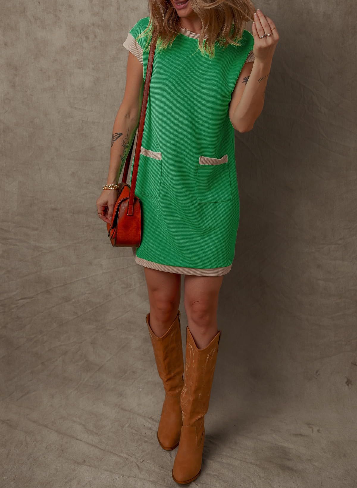 Womens Casual T Shirt Dress Pocket Short Sleeve Loose Fit