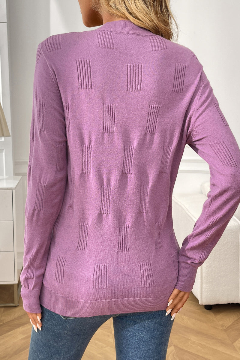 Textured Knit Pullover Sweater with Crew Neck
