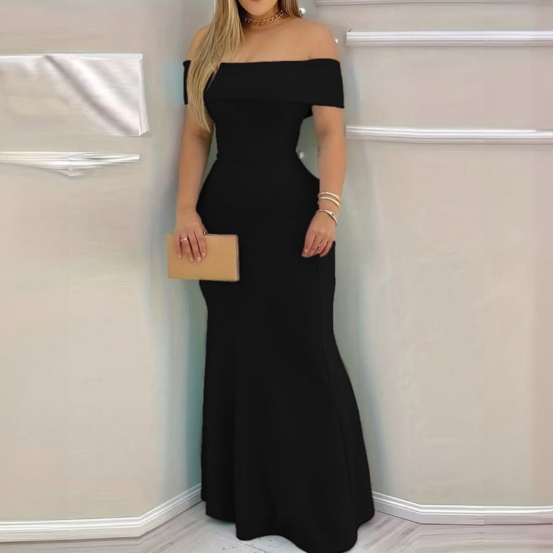 Timeless Mermaid Silhouette Off-Shoulder Dress