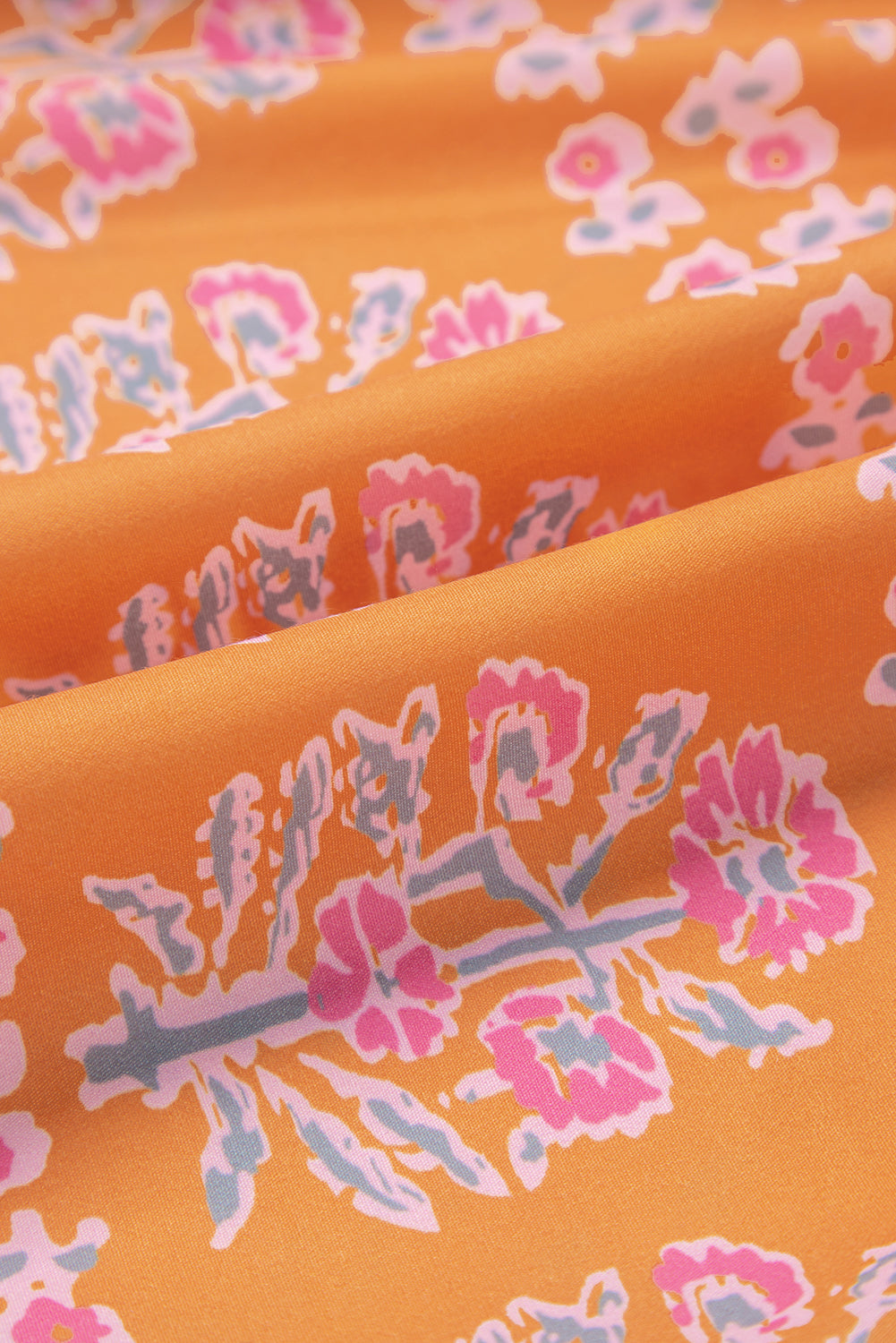 Floral Mixed Patchwork Tassel Tie Plus Size Midi Dress