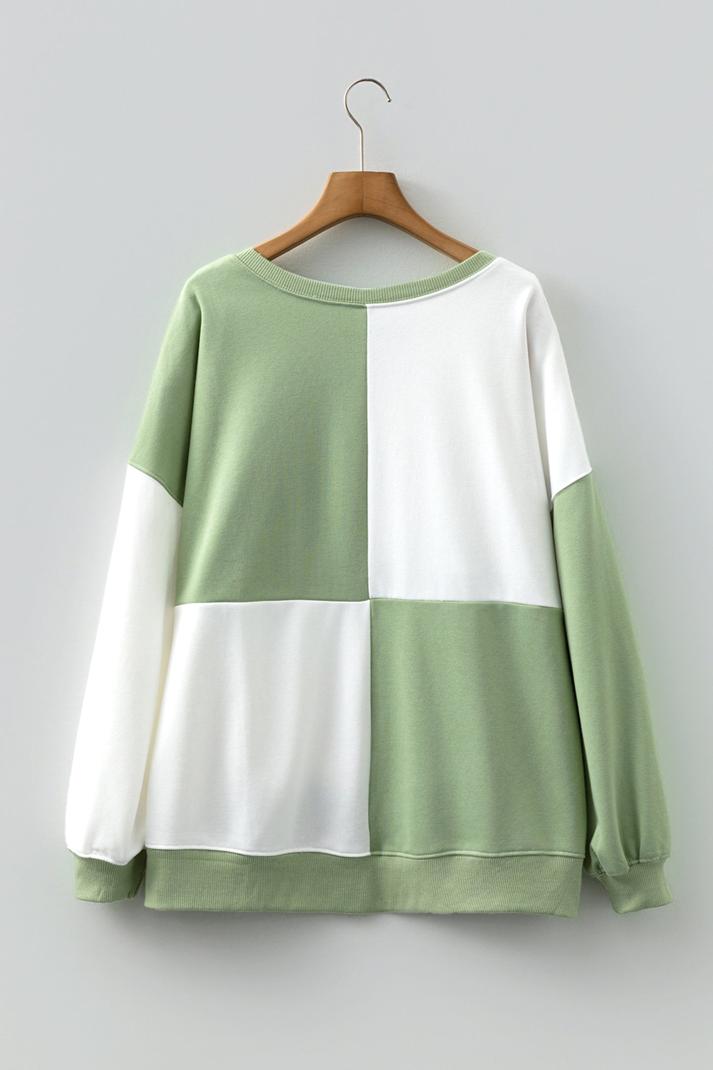 Parchment Colorblock Henley High Low Oversize Sweatshirt