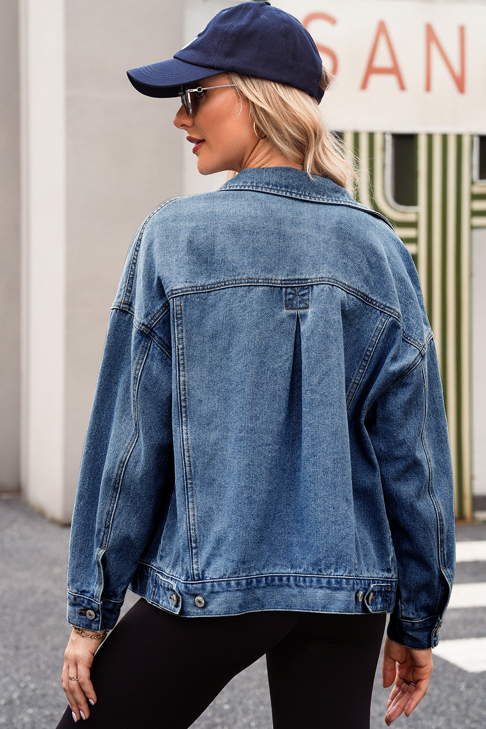 Washed Oversize Pocketed Denim Jacket