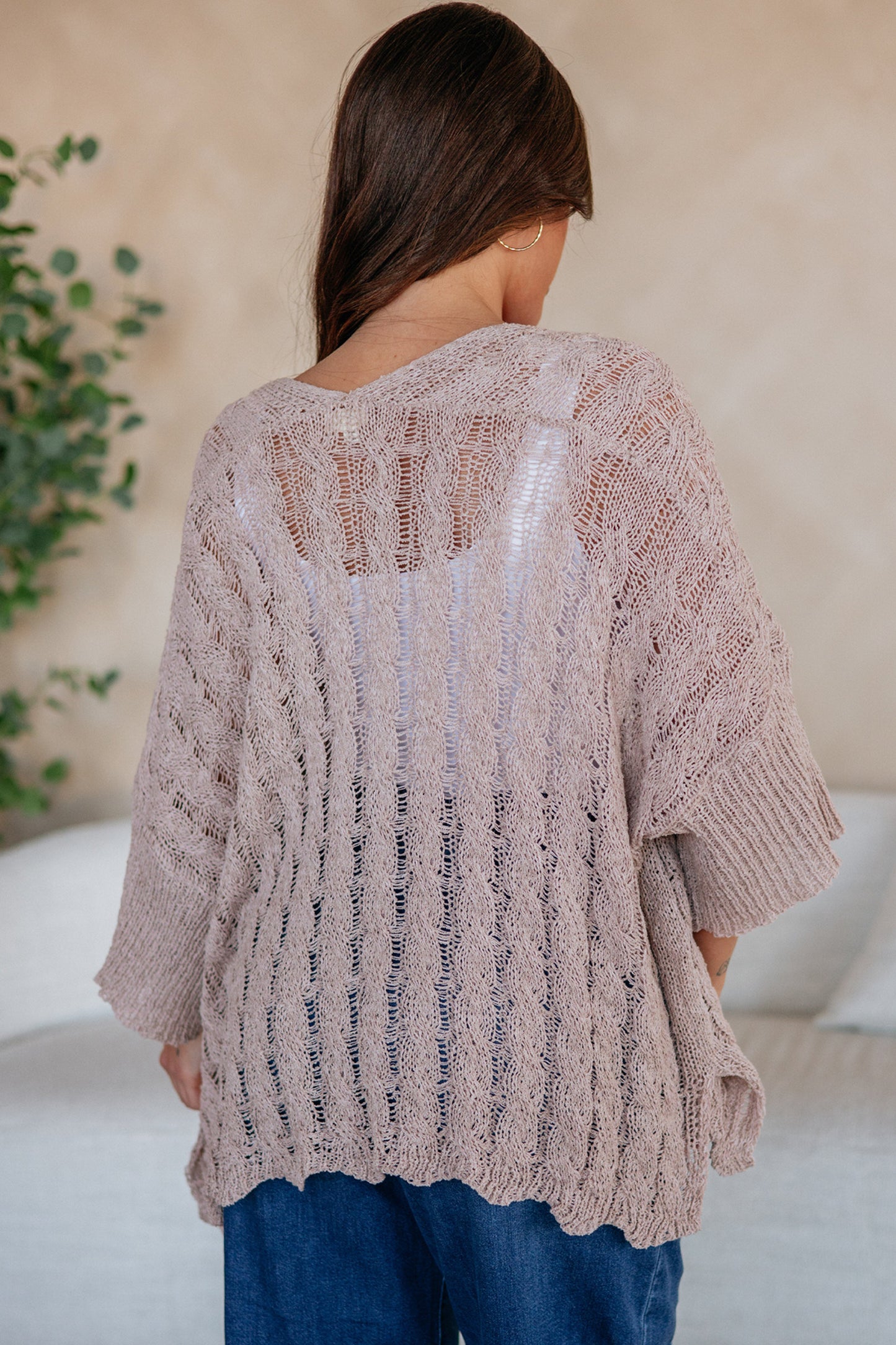 Open Knit Acrylic Cardigan Beach Boho Lightweight