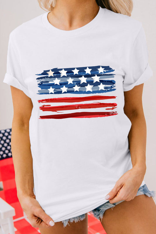 White American Flag Graphic Fashion Tee