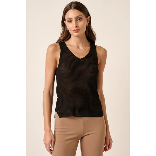 Women’s V Neck Sweater Knit Tank Top