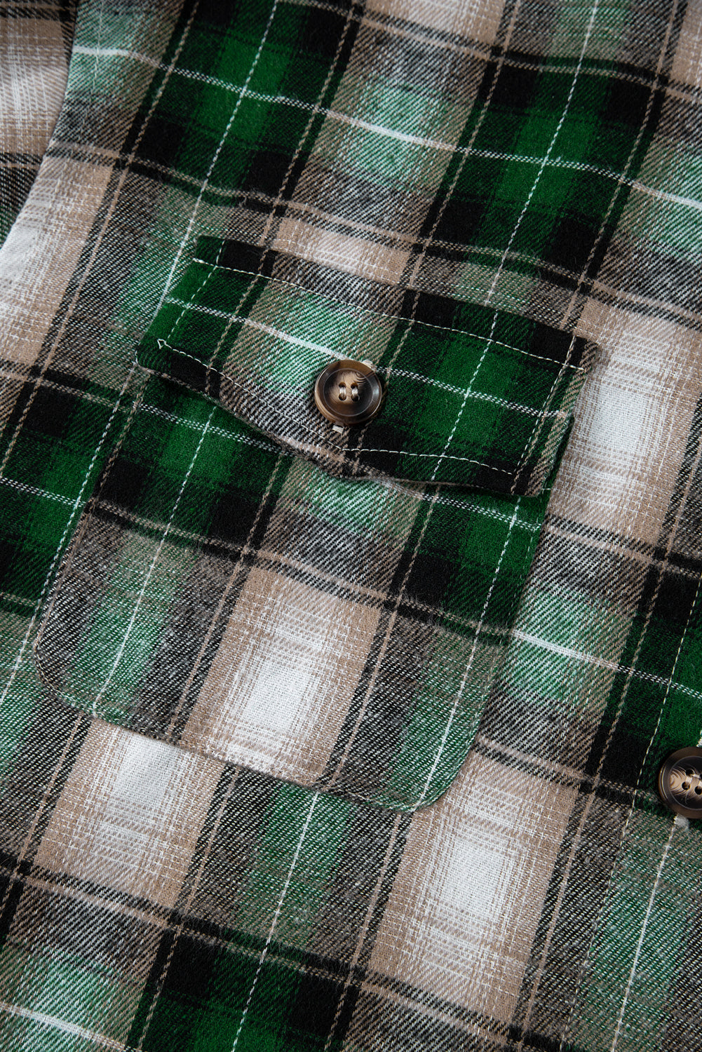 Plaid Print Chest Pocket Buttoned Hooded Shacket