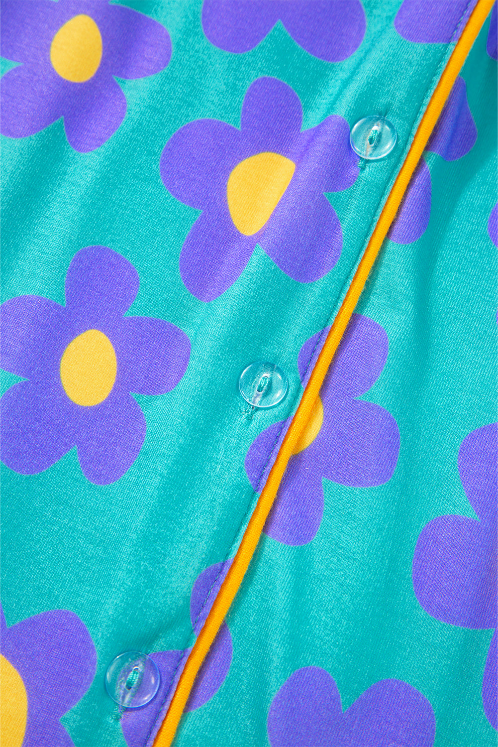 Loose and comfortable Flower Print Short Sleeve Shirt Pajamas Set