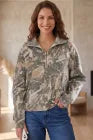 Multicolour Abstract Print Hooded Long Sleeve Zip-up Sweatshirt