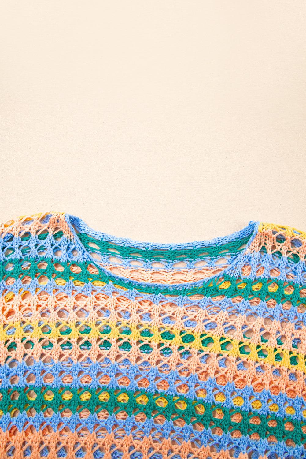 Carrot Multi Stripe Open Knit Sweater Beach Cover Up