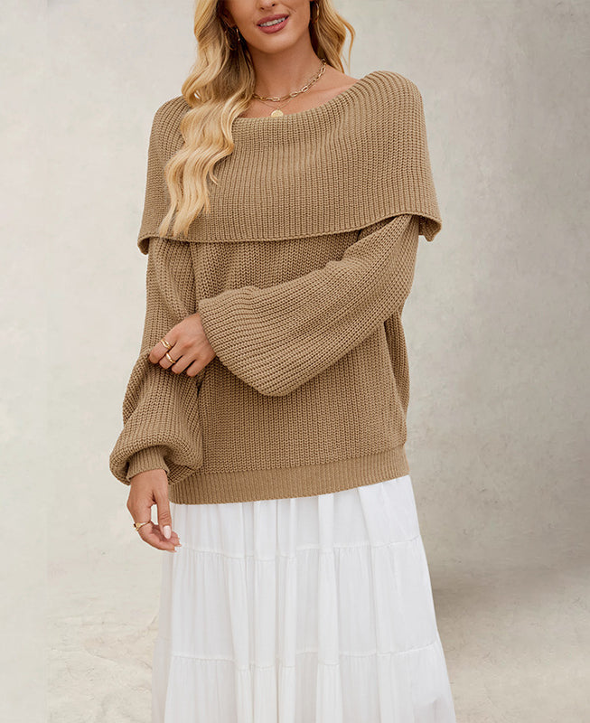 Off Shoulder Knit Pullover Sweater | Loose Fit Fall Top