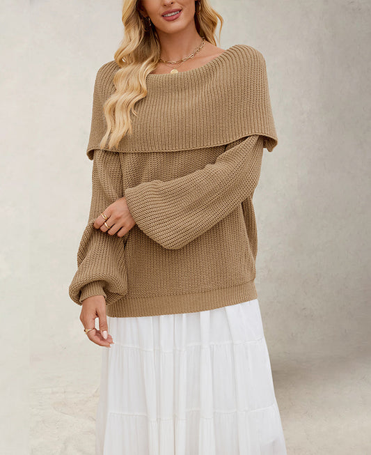 Off Shoulder Knit Pullover Sweater | Loose Fit Fall Top