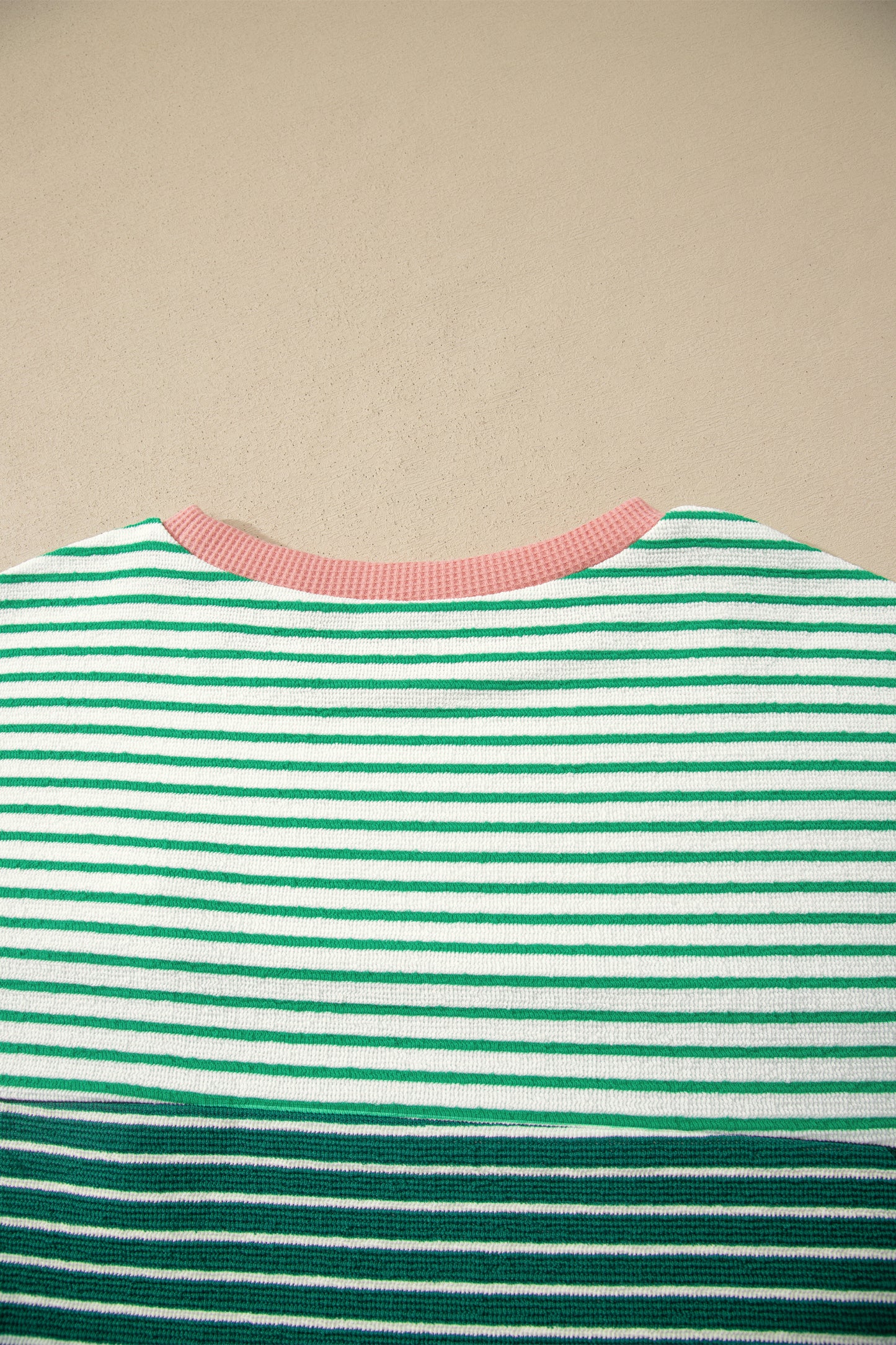 Striped Textured Tee Colorblock Pocket Casual Top