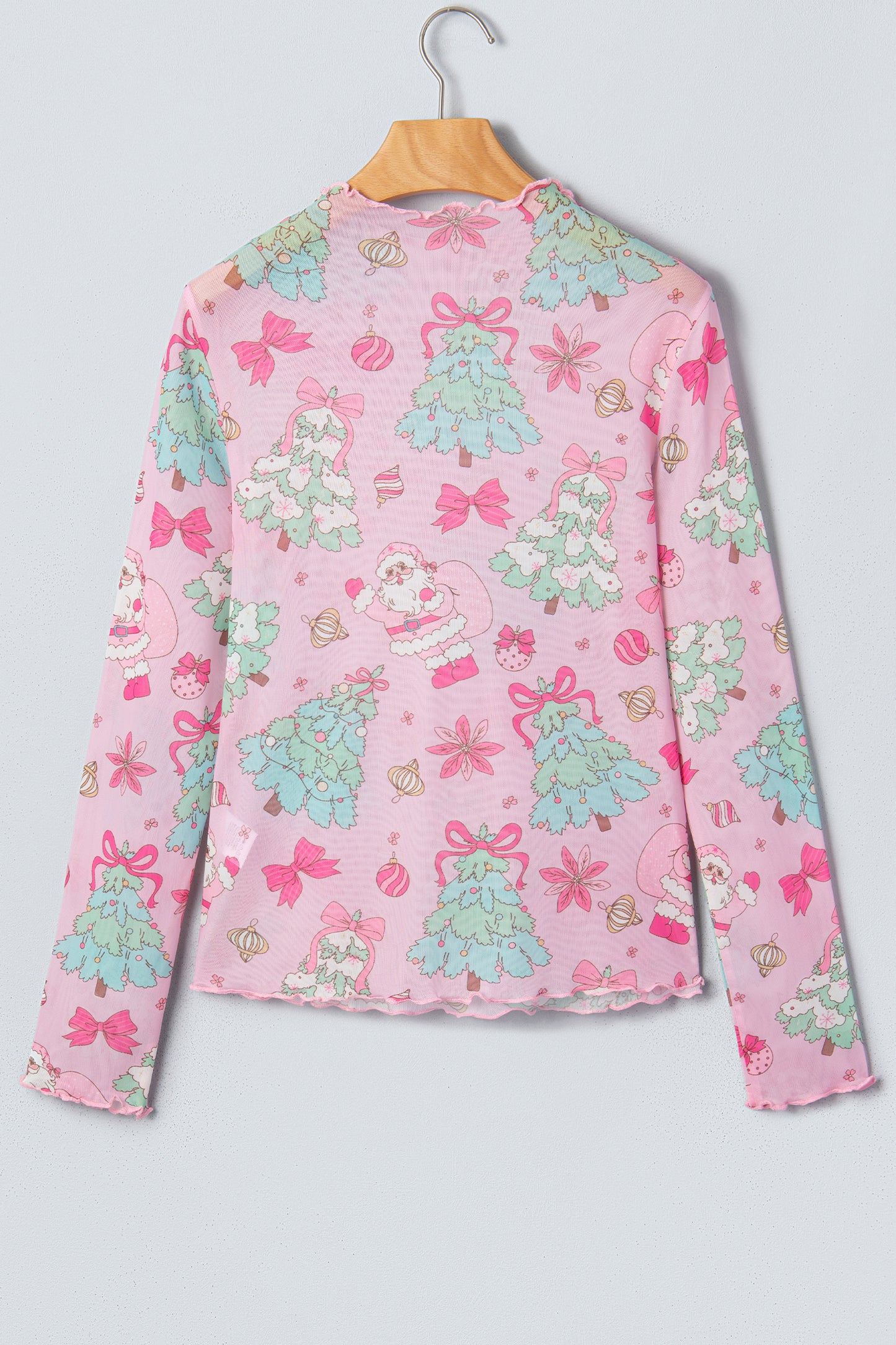 Pink Abstract Print Stand Neck Slim Fit Long Sleeve Top