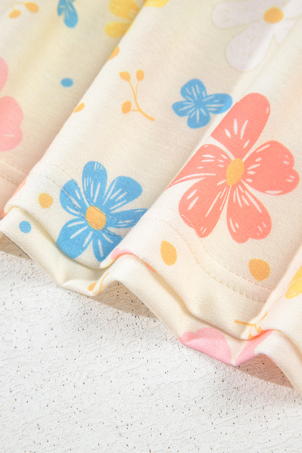 Apricot Floral Print Crop Top Wide Leg Short Set