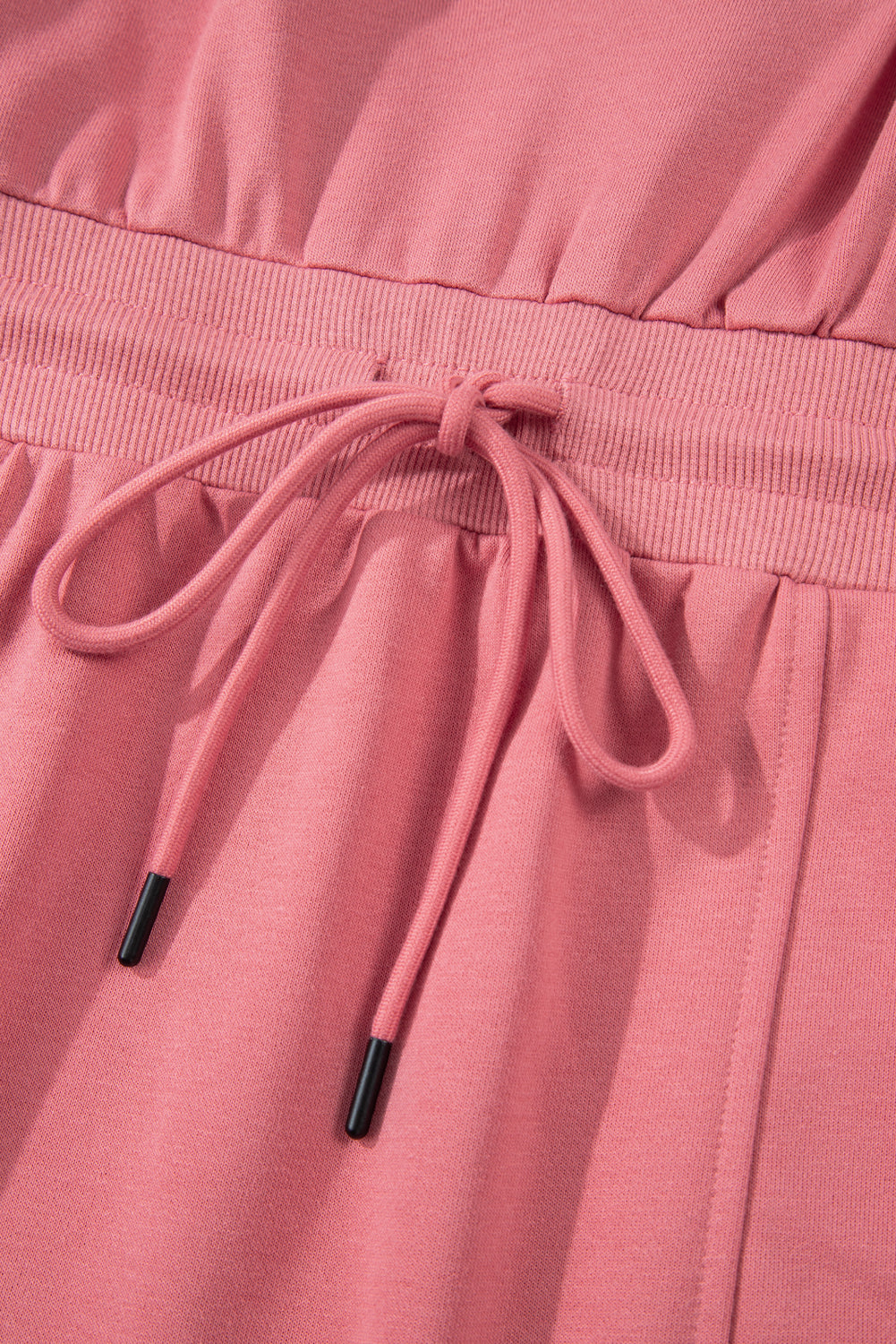 French Terry Zipped Collar Sleeveless Drawstring Waist Mini Dress