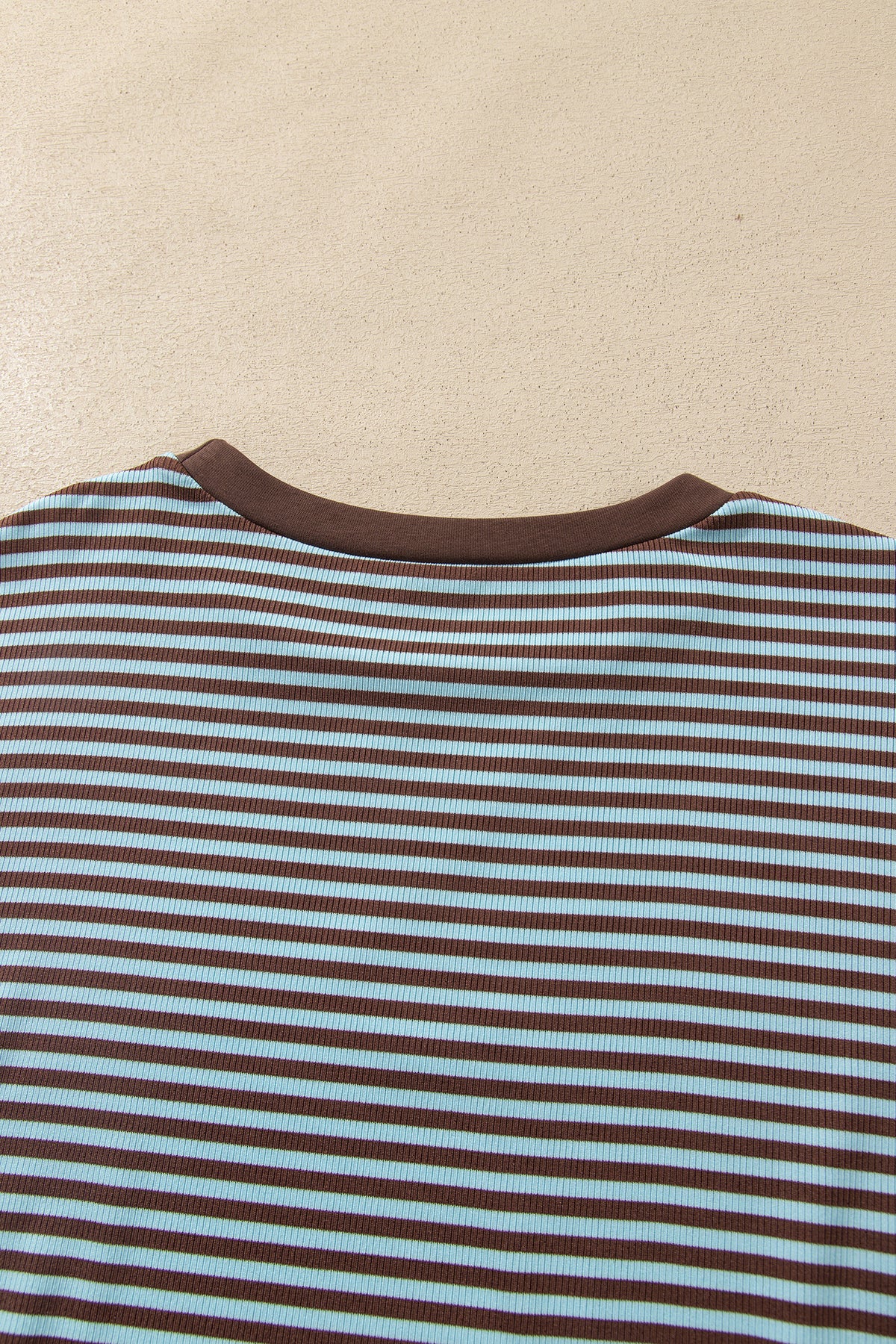Brown Stripe Drop Shoulder Loose Top and Pants Two Piece Set