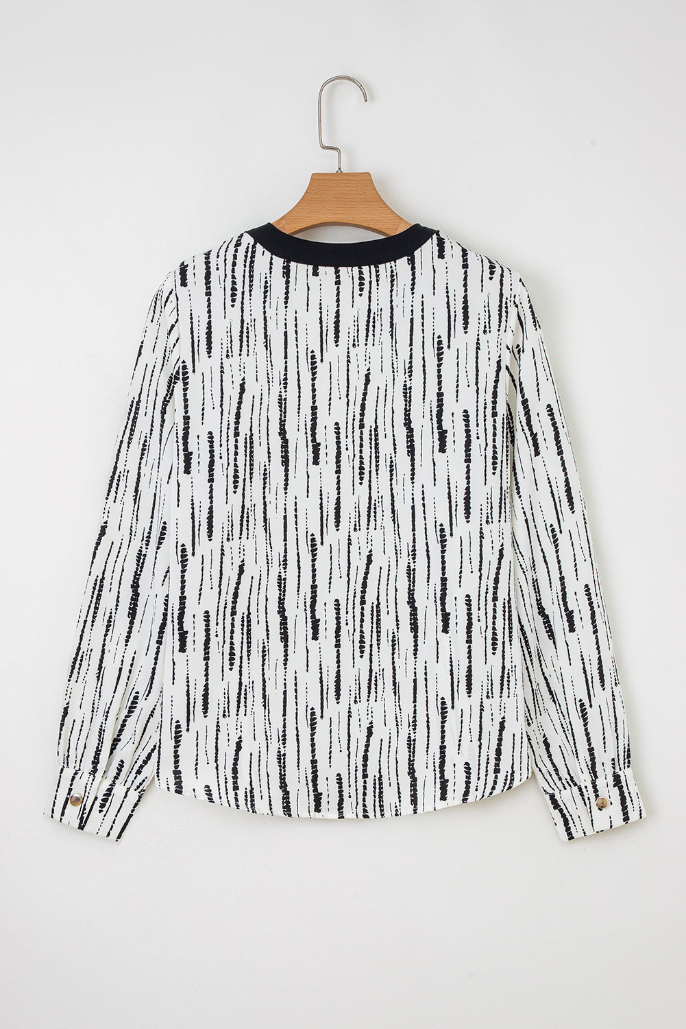 Black Abstract Printed V Neck Fall Blouse