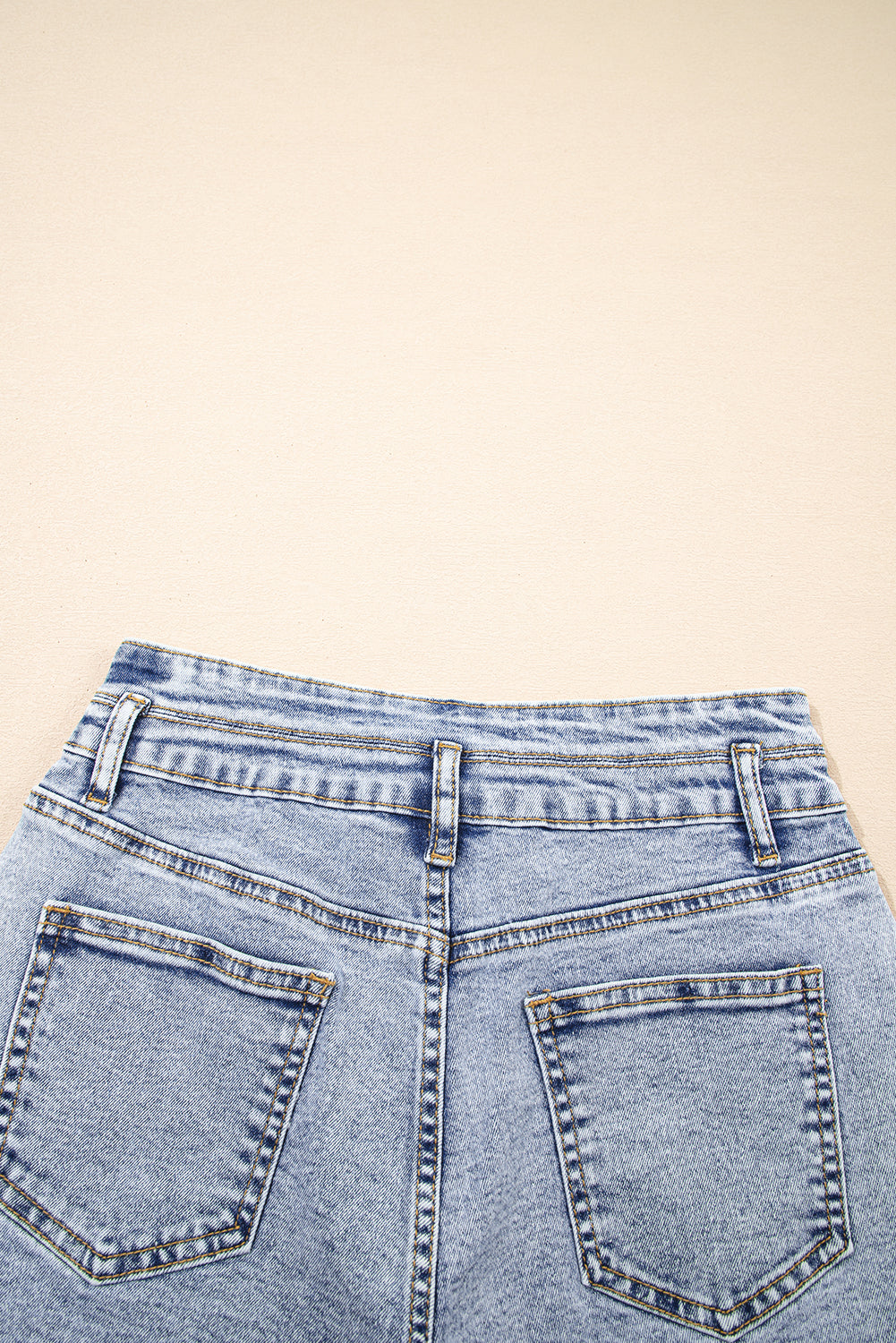 Rhinestone Embellished Light Wash High Waist Denim Shorts