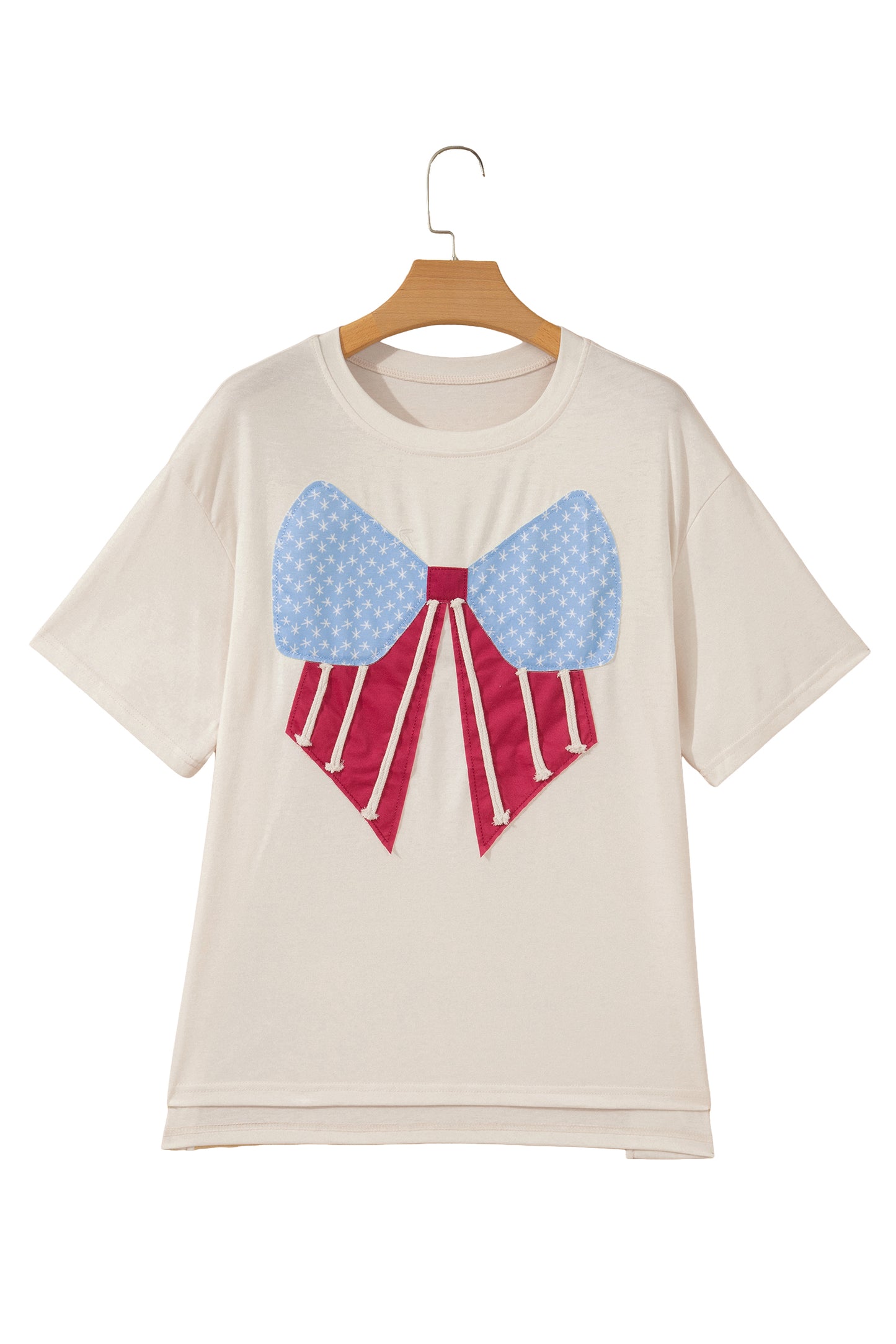 Patchwork Polyester Tee Casual Shift Short Sleeve