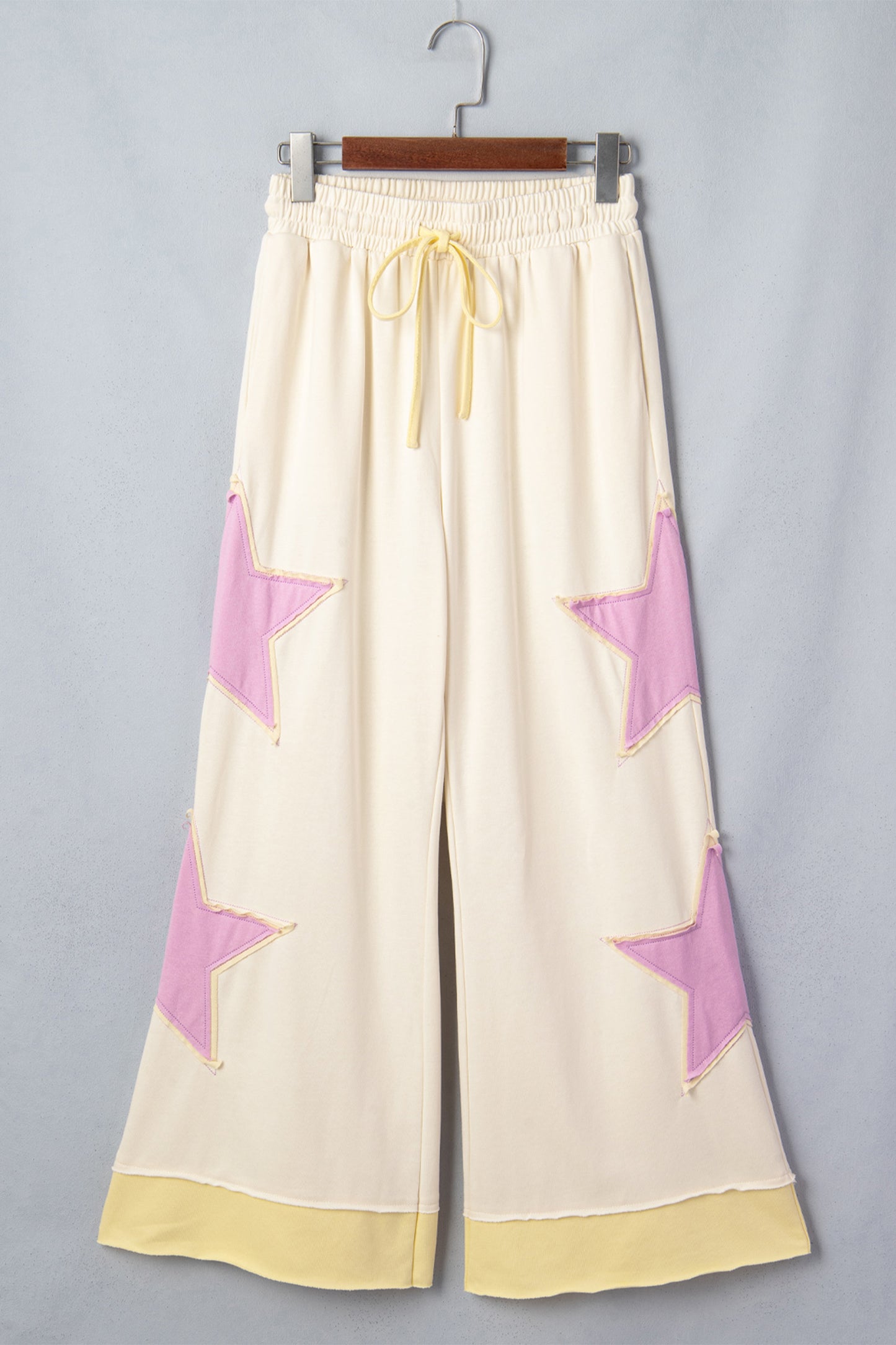 White Summer Color-Blocked Star Patchwork Pants