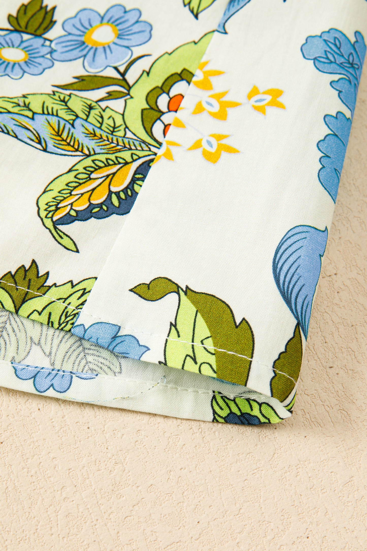 Sky Blue Plus Size Frilled V Neck Short Sleeve Floral Blouse