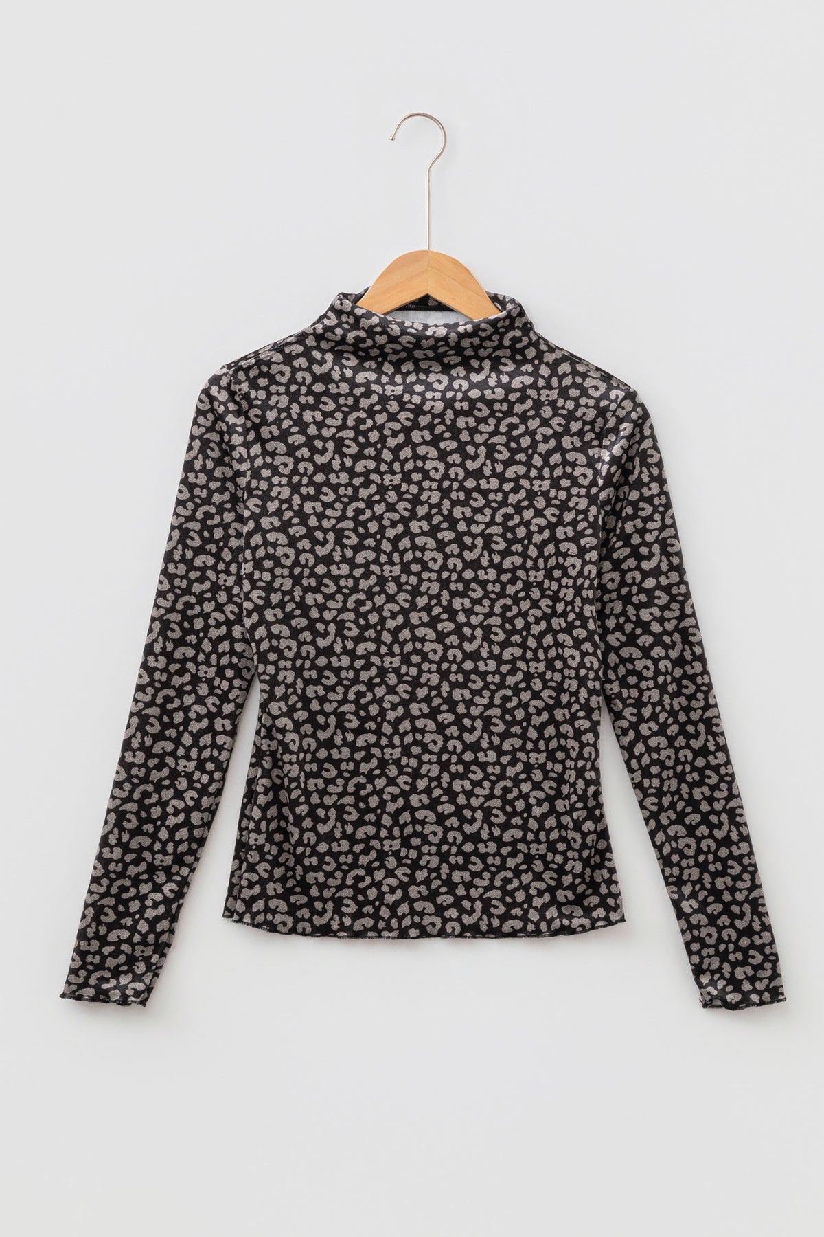 Brown Leopard Print Long Sleeve Sheath Pullover Western Style Top