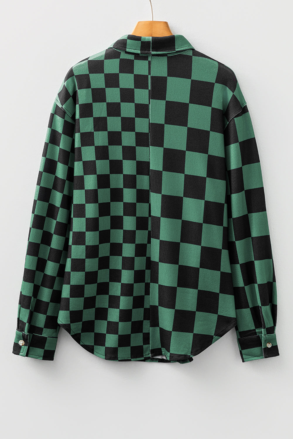 Black Checkerboard Flap Pocket Button Front Shacket